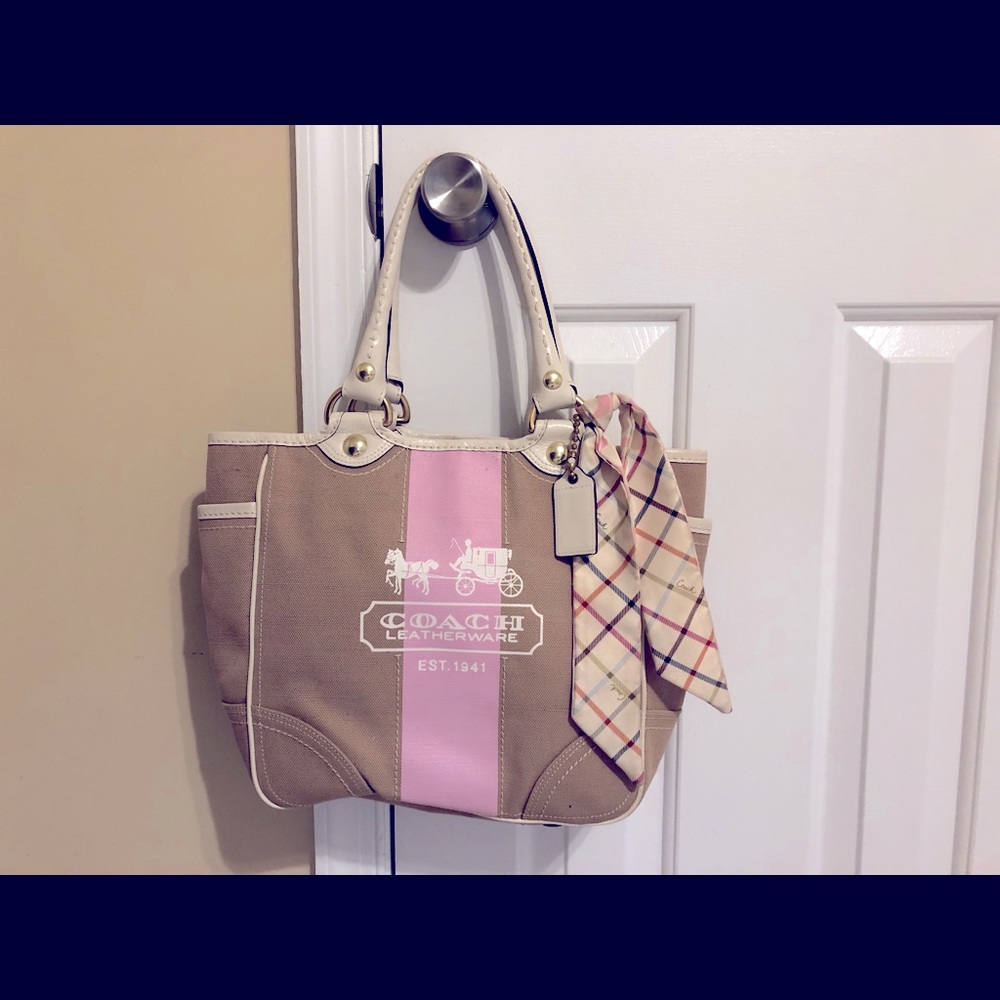 Coach Canvas & Leather Carriage Logo Tote